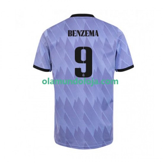 Camisola Real Madrid Karim Benzema 9 Homem Equipamento Segundo 2022-2023 Manga Curta